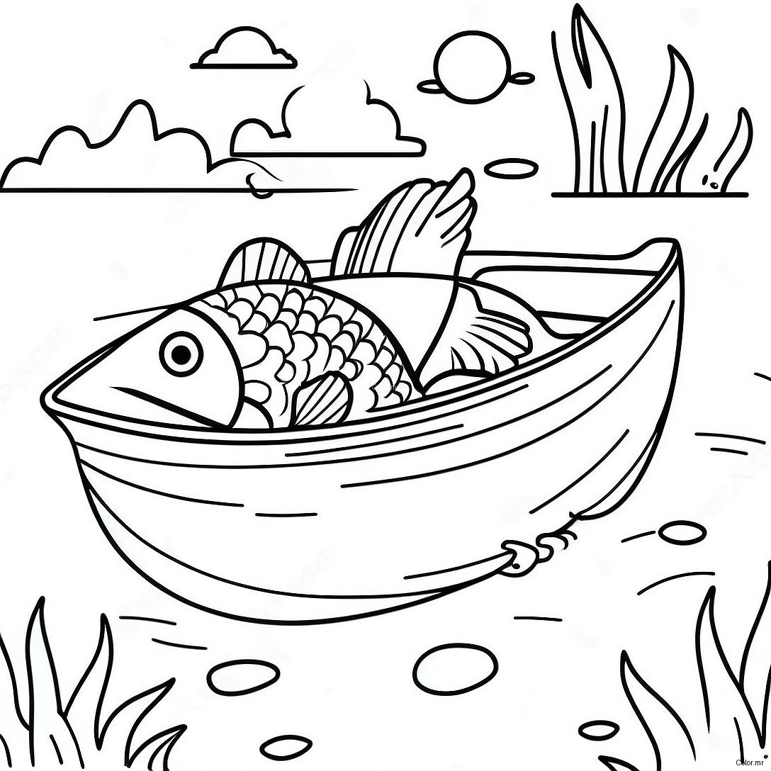 Bass Fishing Scene With A Beautiful Sunset Coloring Page 26862 24548