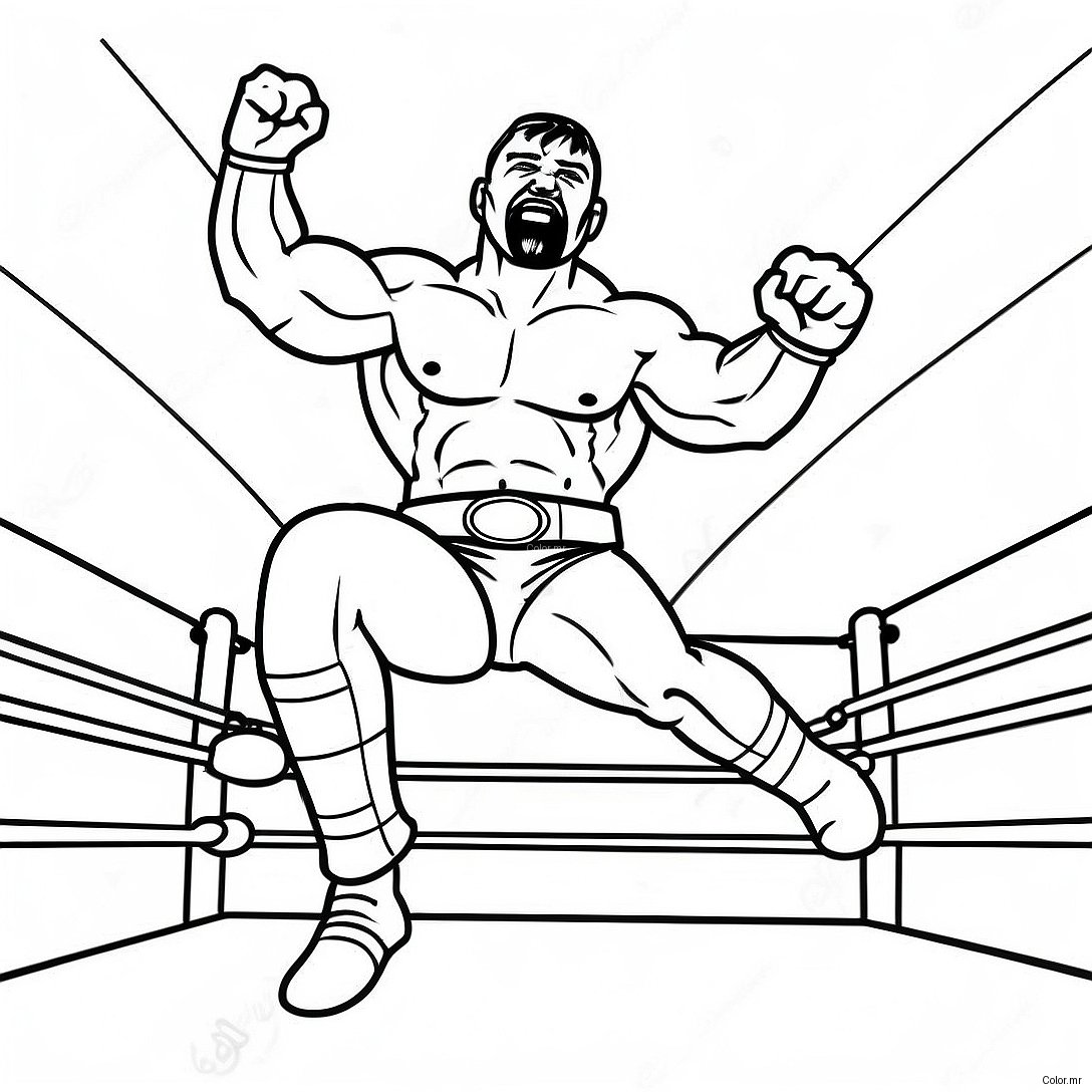 Bold Outline Wwe Wrestler Jumping On Opponent Coloring Page 52196 43449