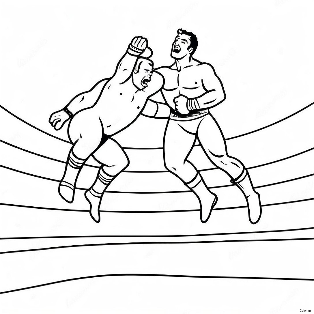 Bold Outline Wwe Wrestler Jumping On Opponent Coloring Page 52196 43450