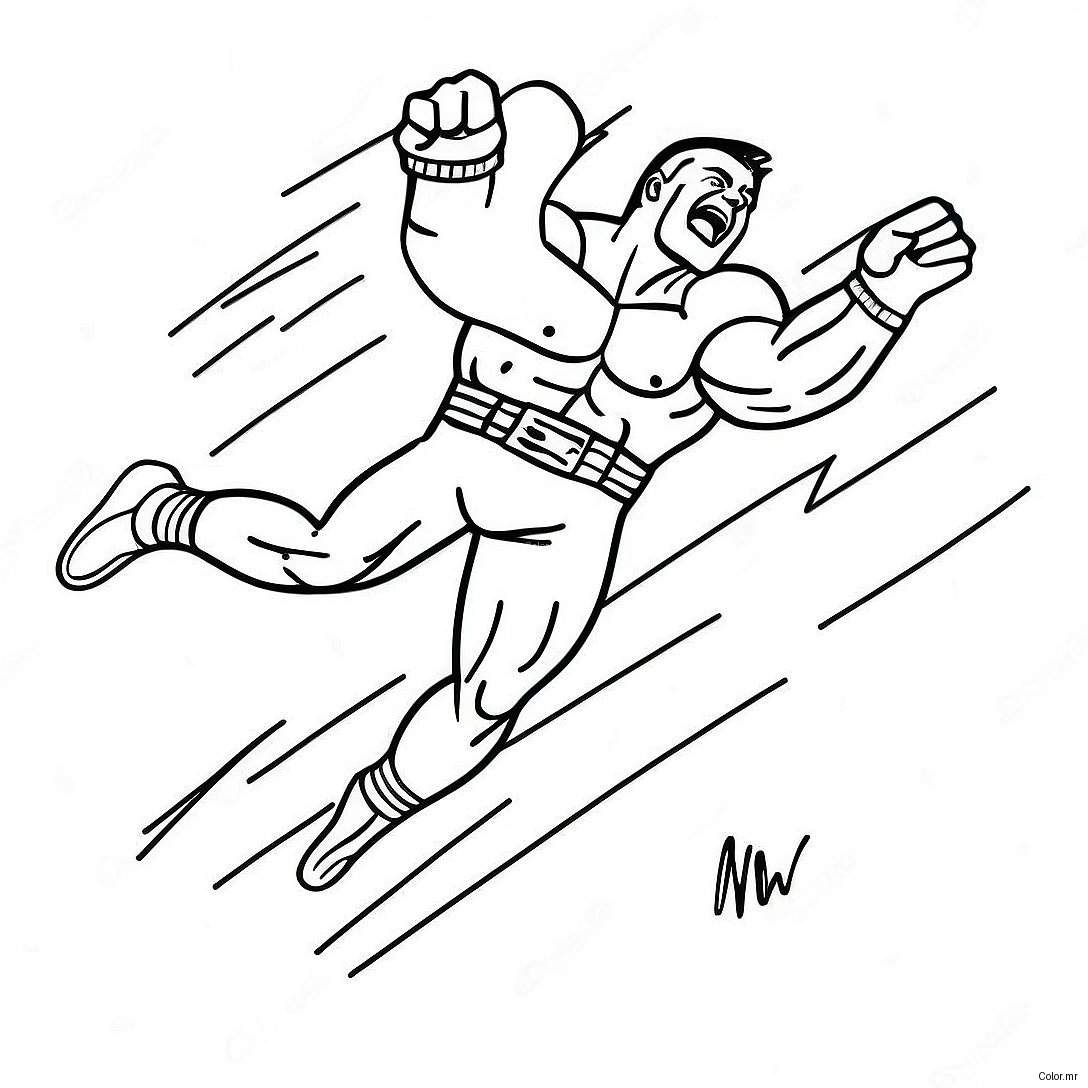Bold Outline Wwe Wrestler Jumping On Opponent Coloring Page 52196 43452