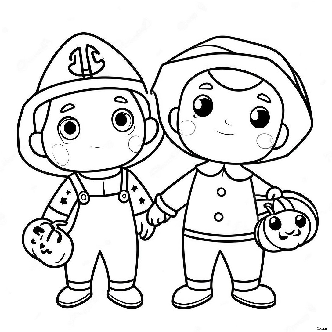 Cocomelon Characters In Halloween Costumes Coloring Page 30189 27149