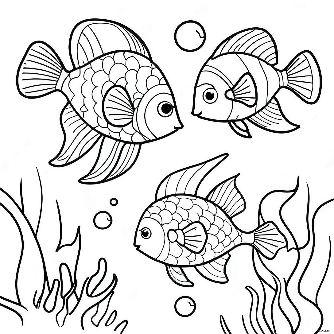 Colorful Tropical Fish Underwater Scene Coloring Page 39418 32725