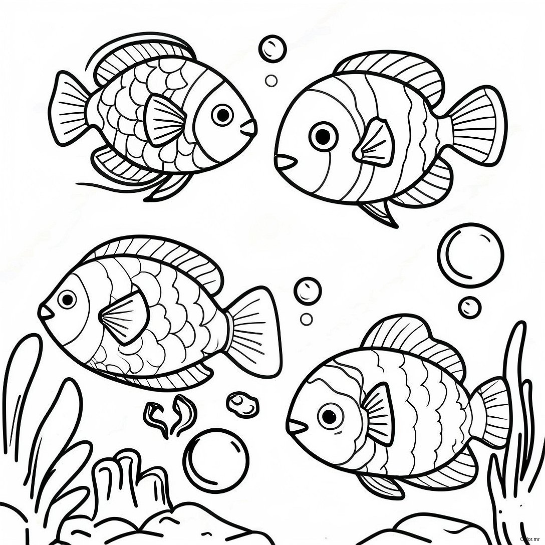 Colorful Tropical Fish Underwater Scene Coloring Page 39418 32727