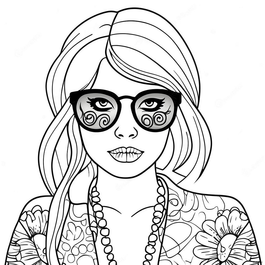Cool Gangsta Sugar Skull Girl With Sunglasses Coloring Page 16693 14058