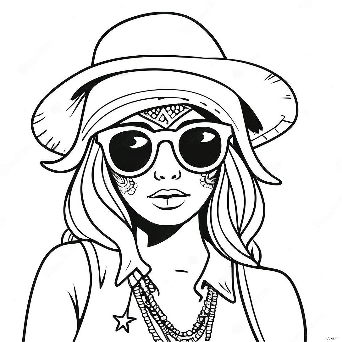 Cool Gangsta Sugar Skull Girl With Sunglasses Coloring Page 16693 14060
