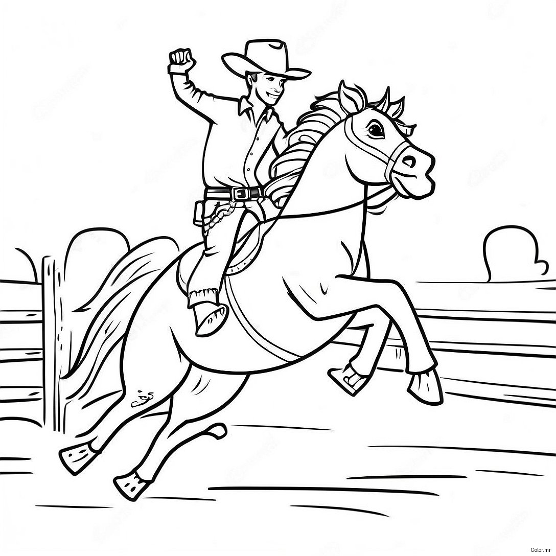 Cowboy Riding A Bucking Bronco Coloring Page 11488 9414