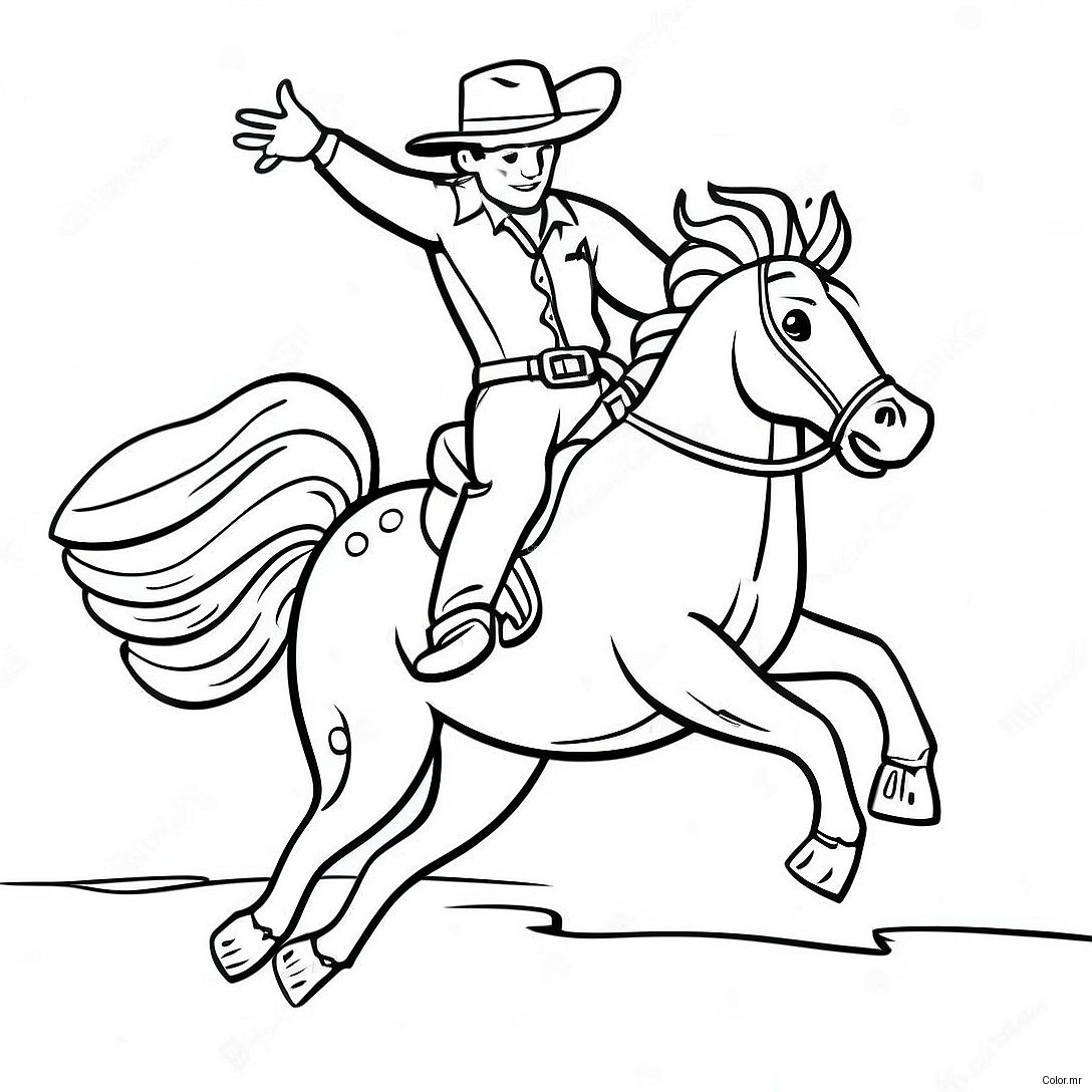 Cowboy Riding A Bucking Bronco Coloring Page 11488 9415
