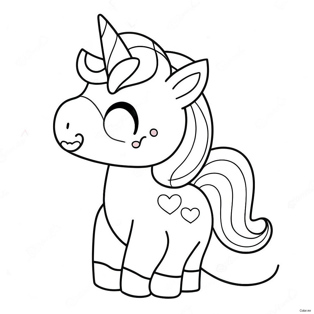 Cute Rainbocorn With Sparkly Horn Coloring Page 44553 37040