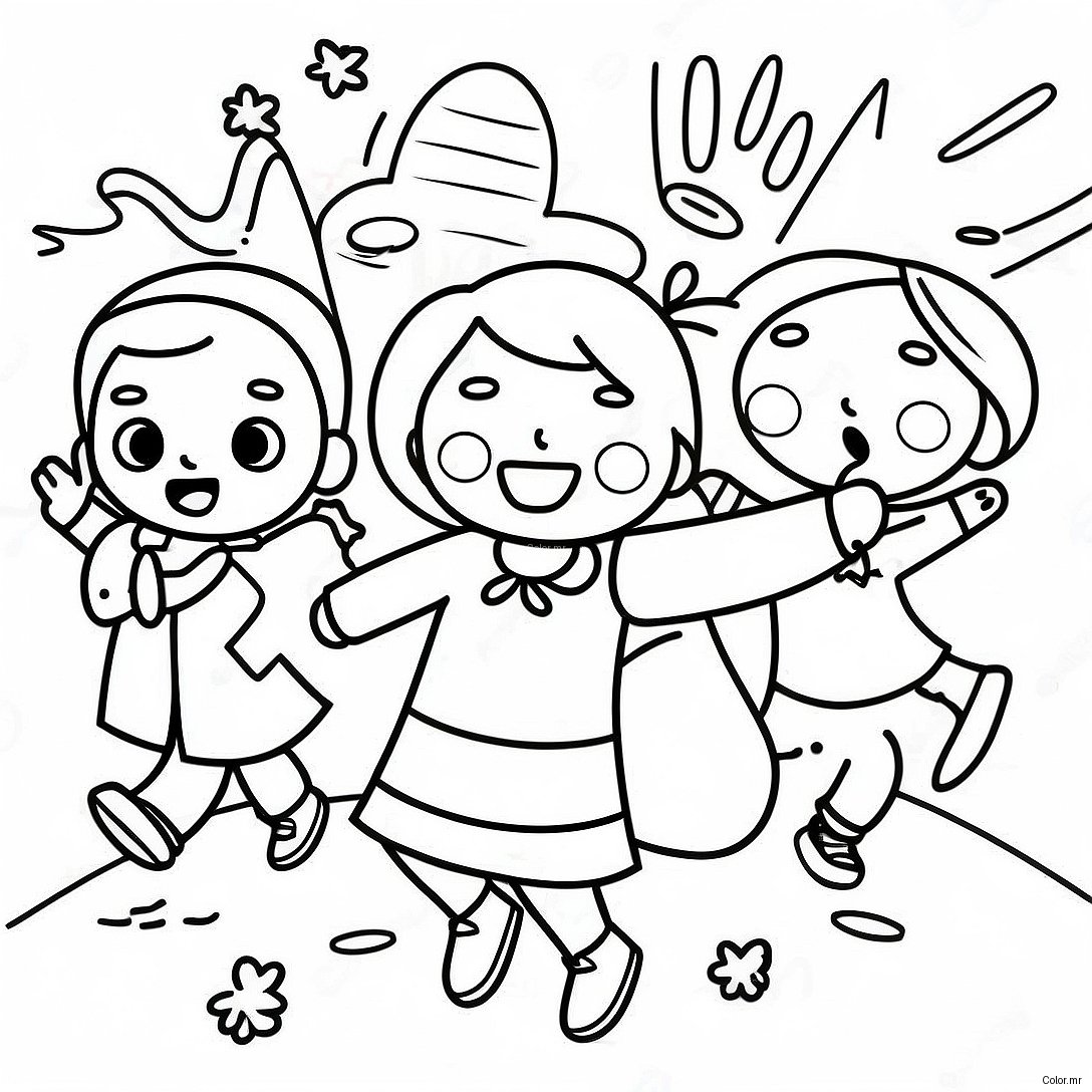 Excited Kids On First Day Of First Grade Coloring Page 44053 36645