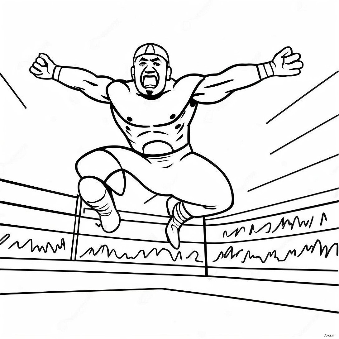 Exciting Wwe Wrestler Jumping On Opponent Coloring Page 62999 52164