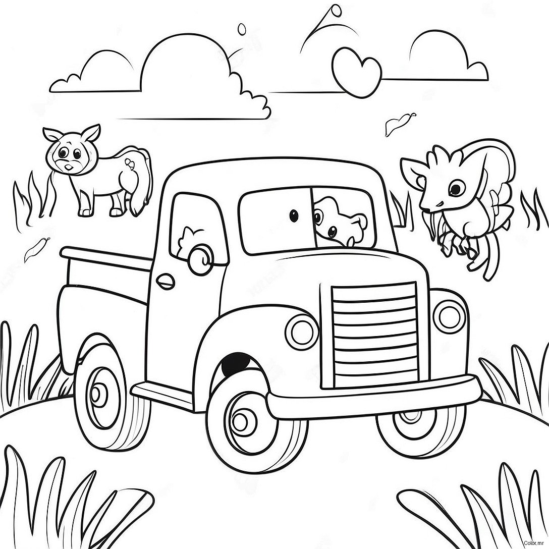 Little Blue Truck With Friendly Animals Coloring Page 7505 6102