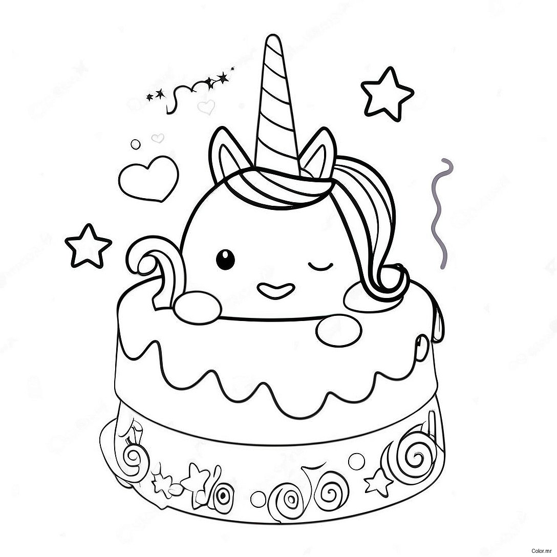 Magical Unicorn Cake With Sprinkles Coloring Page 2252 1848