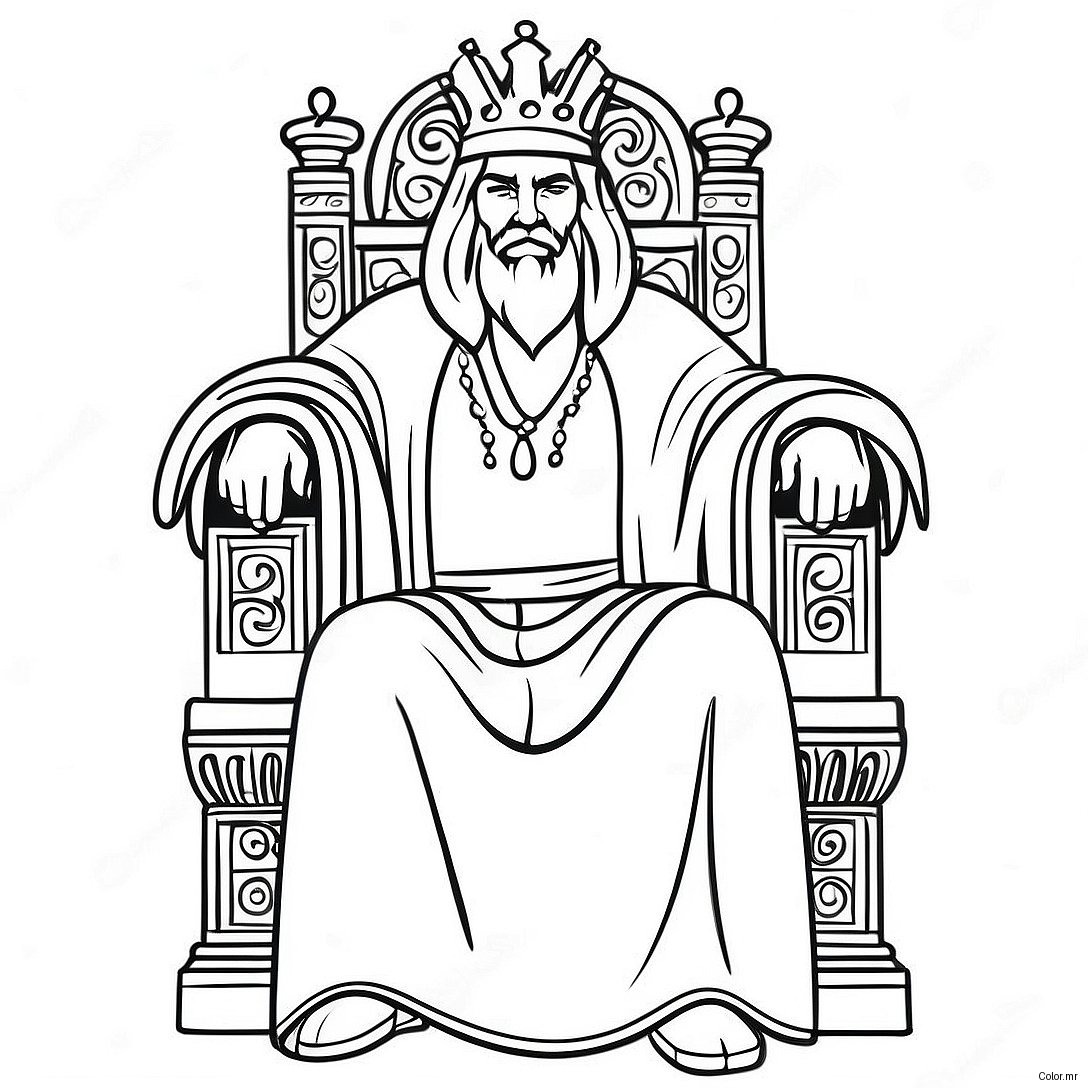 Majestic King Sitting On Throne Coloring Page 11088 9085