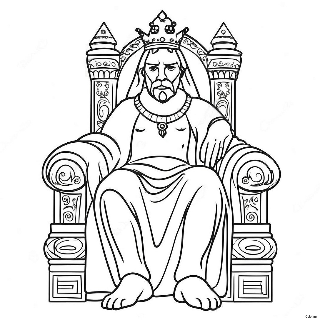 Majestic King Sitting On Throne Coloring Page 11088 9087