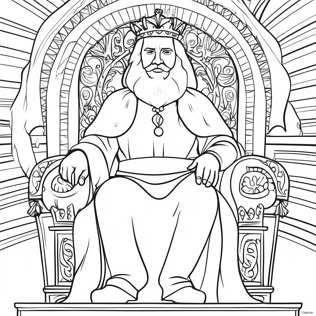 Majestic King Sitting On Throne Coloring Page 11088 9088