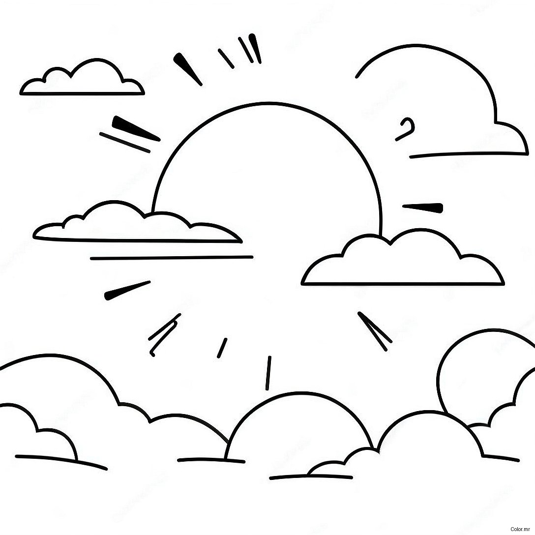 Sunny Blue Sky With Fluffy Clouds Coloring Page 13088 10875