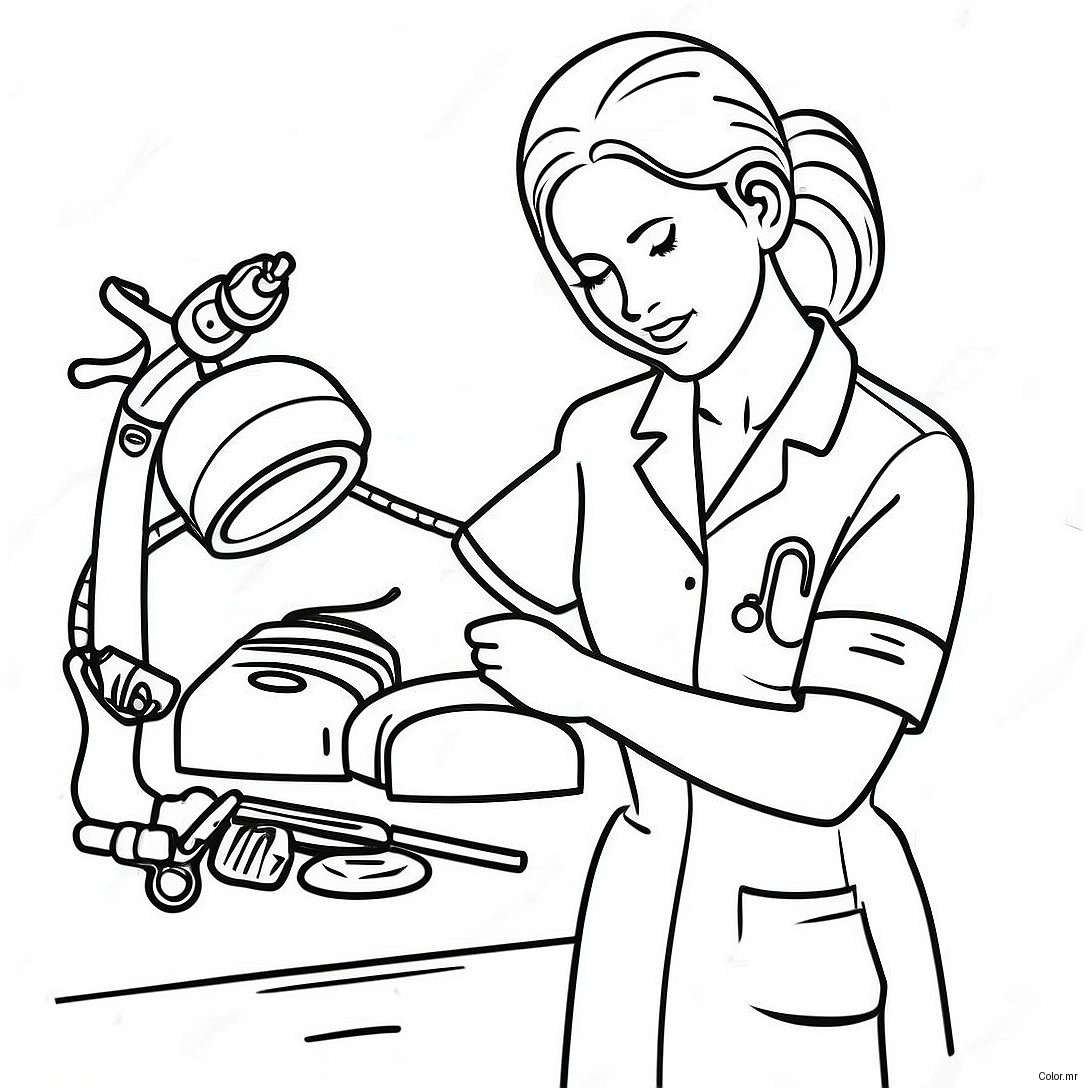 Vet Tech With Medical Equipment Coloring Page 56792 47200