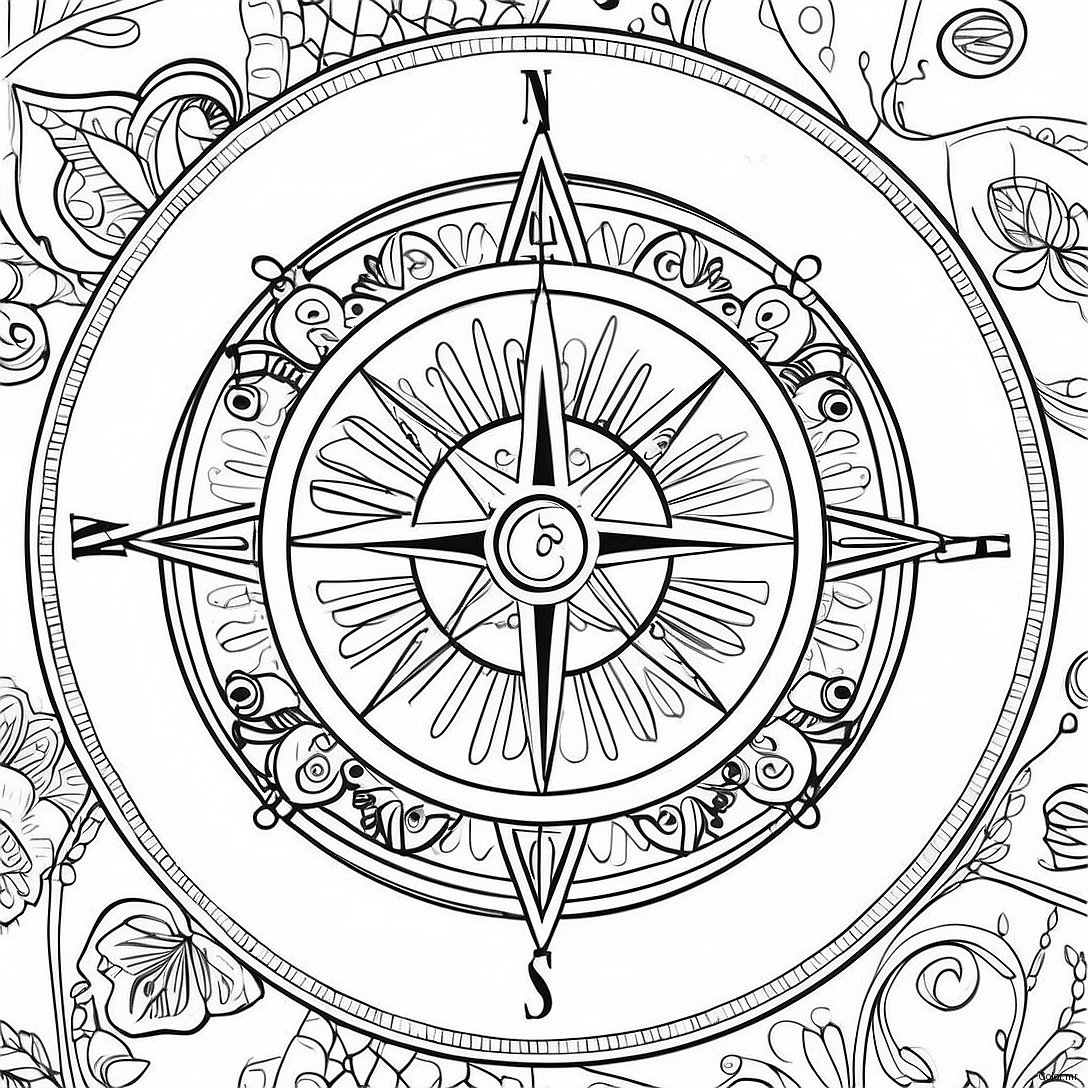 Vintage Compass Coloring Page 33722 17854