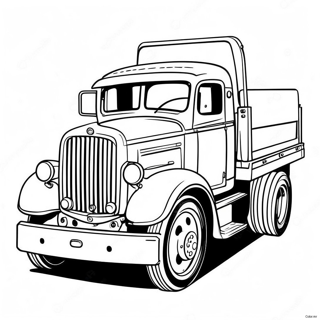 Vintage Flatbed Truck Coloring Page 48335 40168