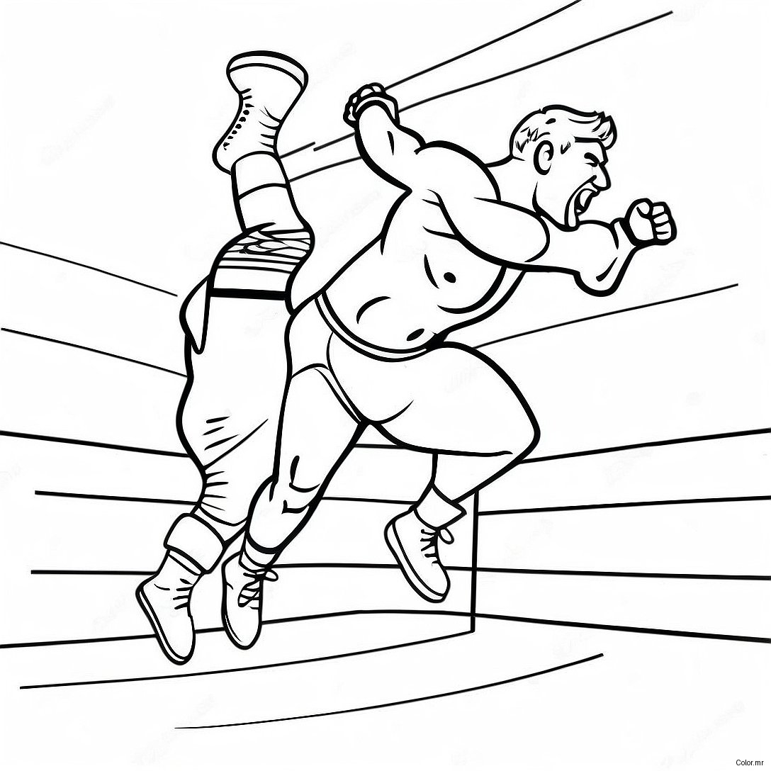 Wacky Wwe Wrestler Jumping On Opponent Coloring Page 40658 33708