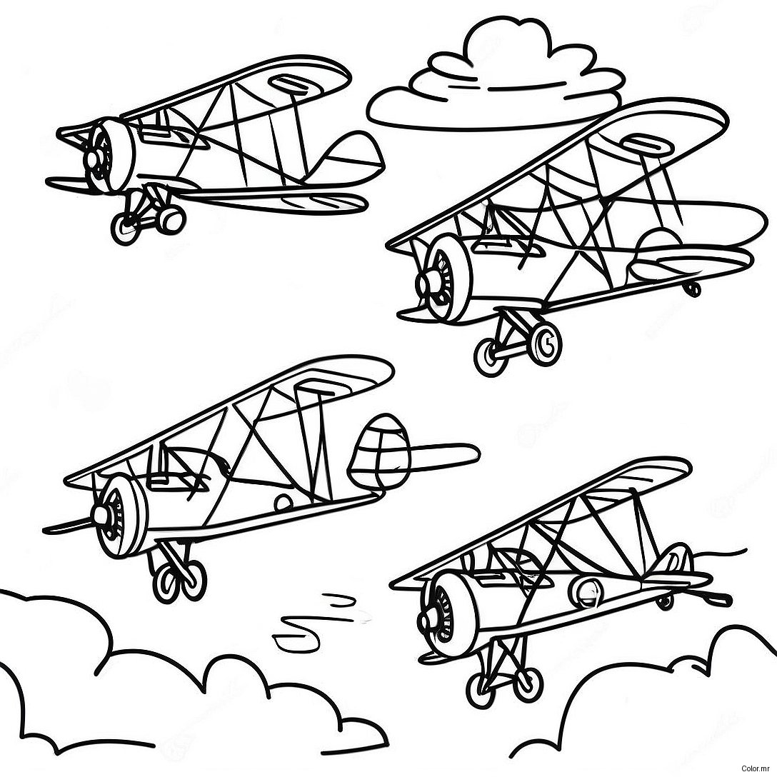 World War 1 Airplanes Flying Coloring Page 33102 17359