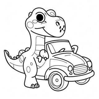 Dinosauruksen Auto Värityskuvat